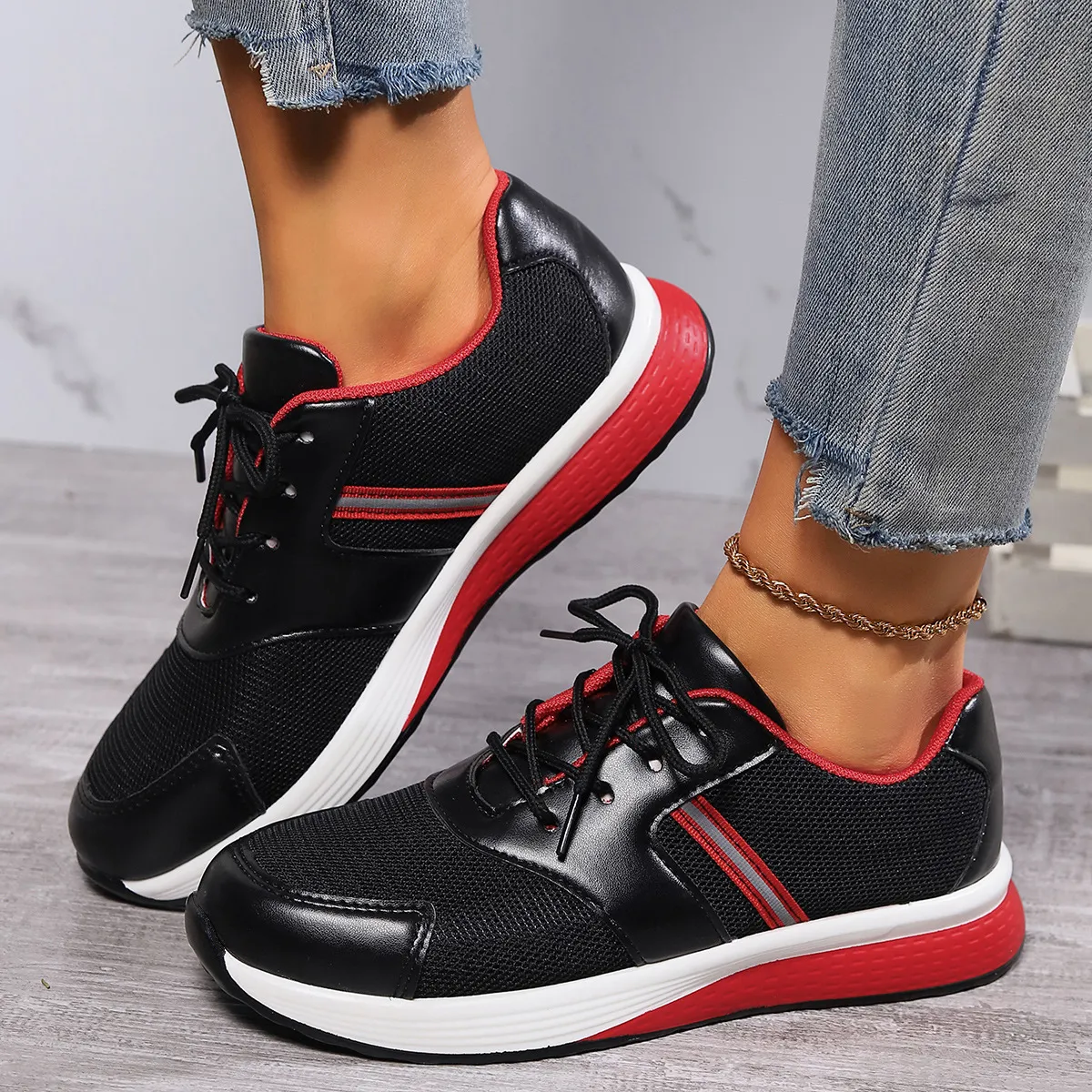Round Toe Platform Sneakers - Image 4