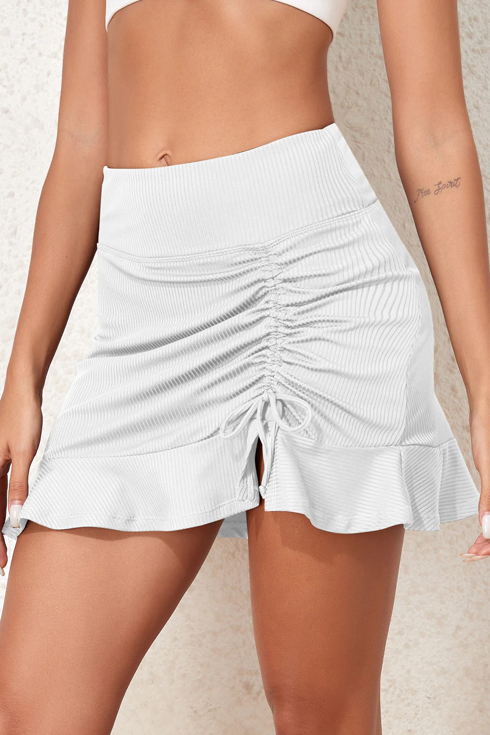 Ruched Elastic Waist Swim Skirt - Image 8
