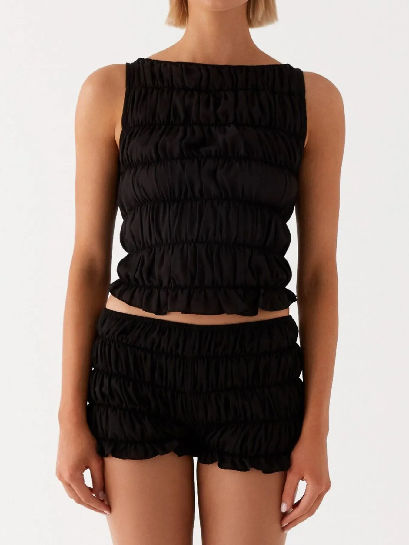 Ruched Texture Tank and Shorts Two-Piece Set - Image 10