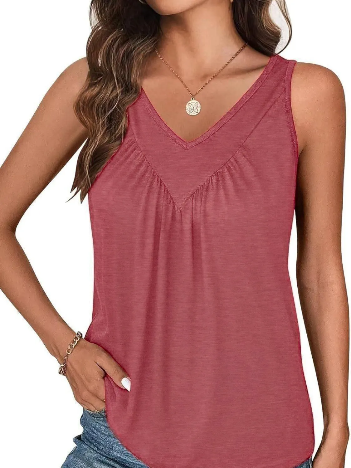 Ruched V-Neck Tank - Image 18