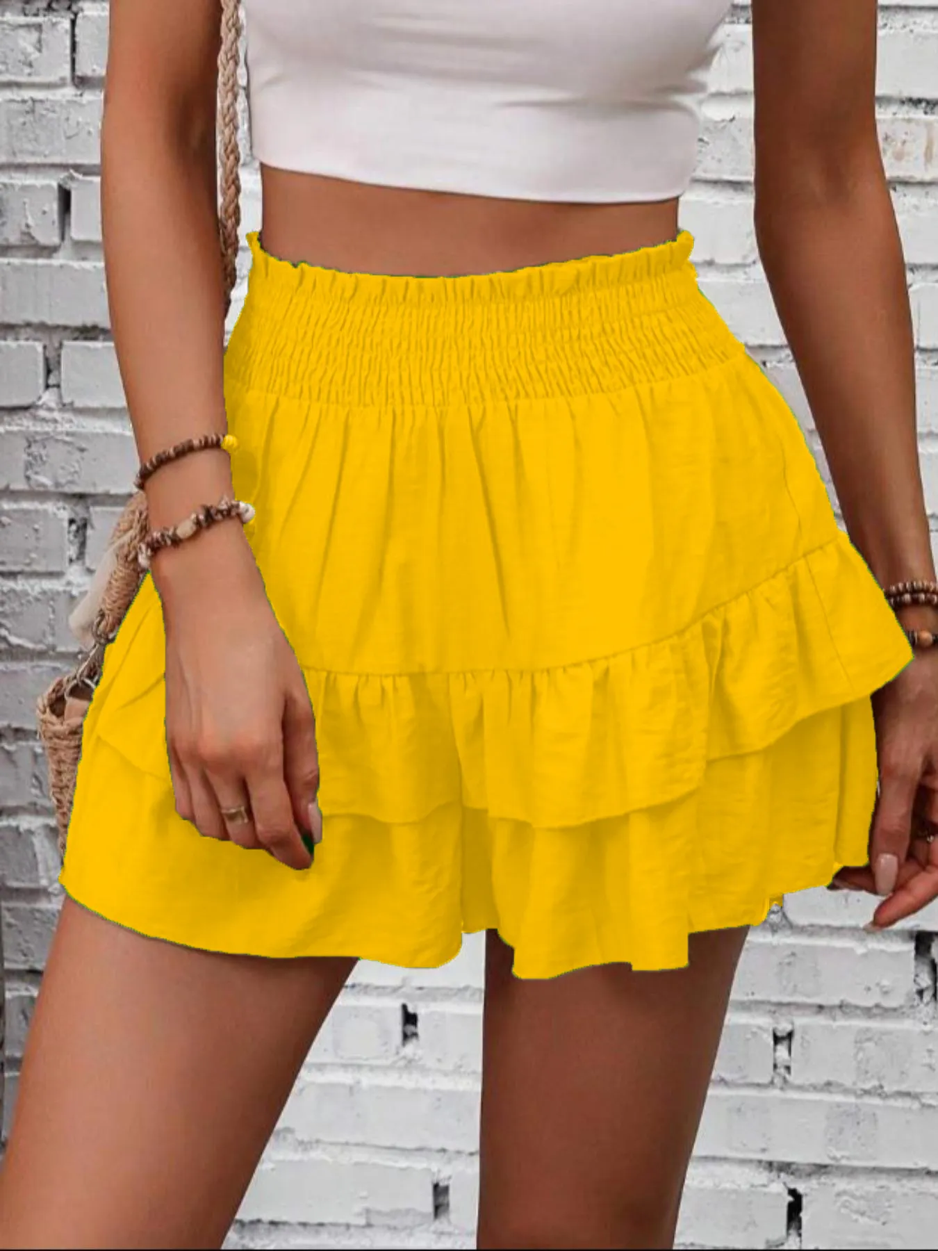 Ruffle Layered High Waist Casual Skort - Image 34