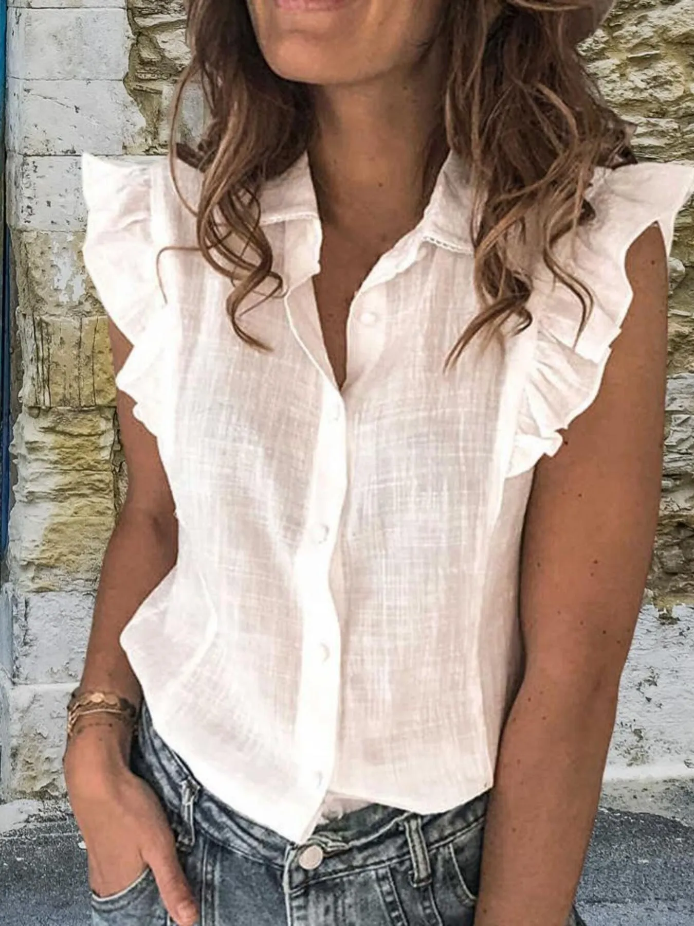 Ruffle Sleeve Button-Up Shirt - Image 5