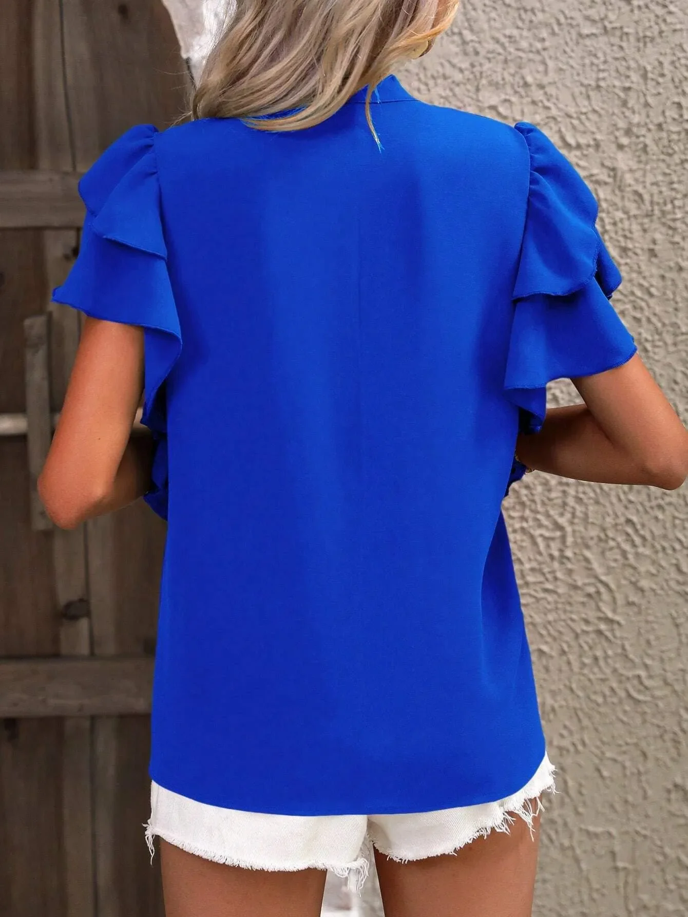Ruffle Sleeve Notched Blouse - Image 16