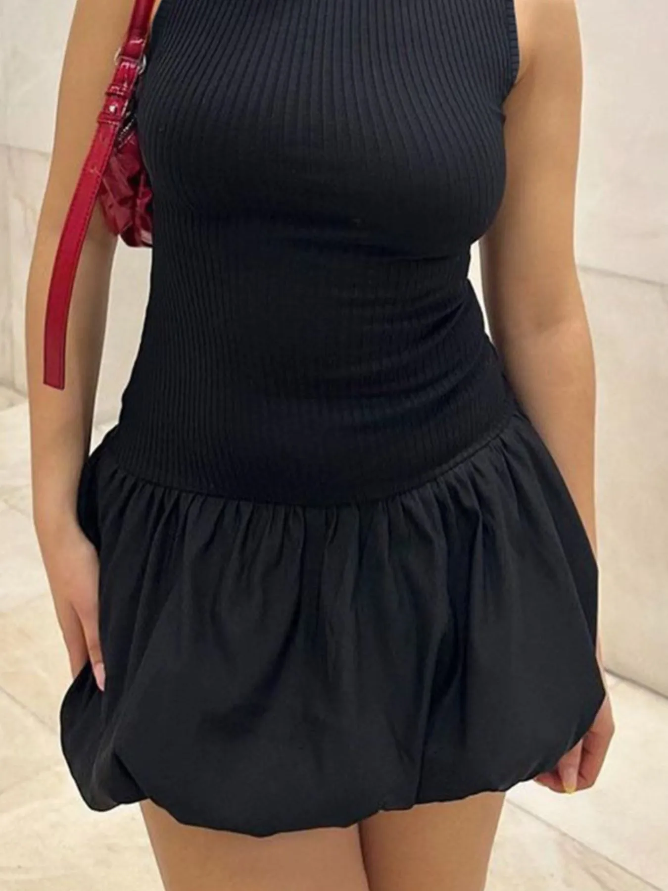Ruffled Bubble Hem Sleeveless Mini Dress - Image 7