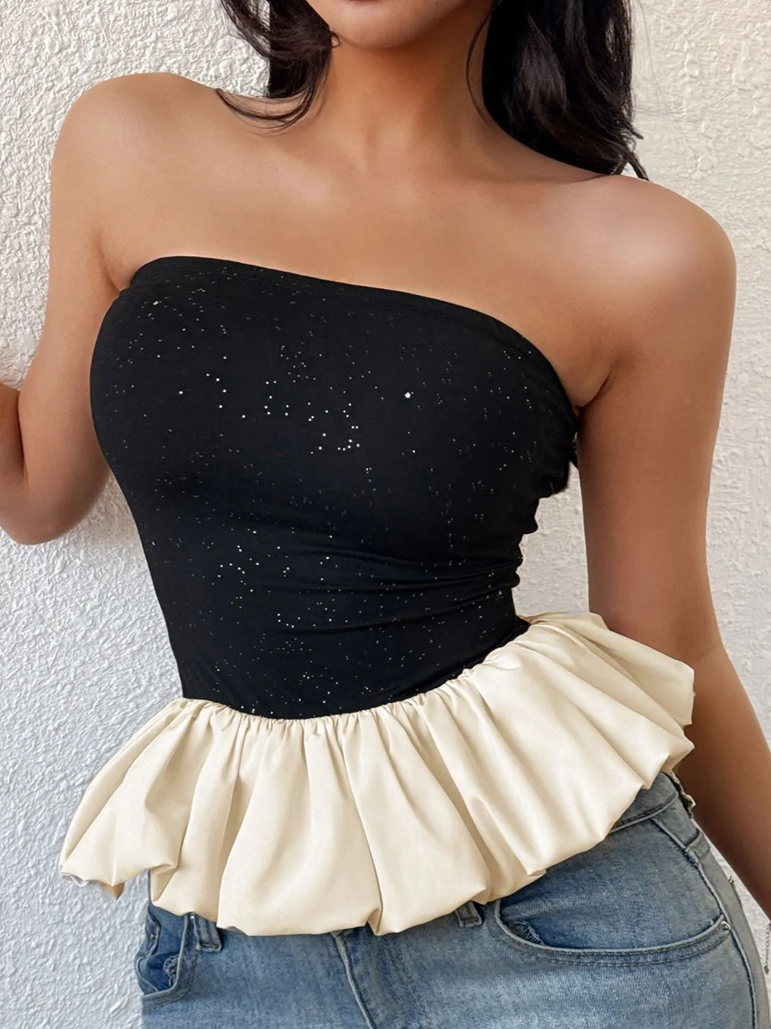 Ruffled Bubble Hem Tube Top - Image 3