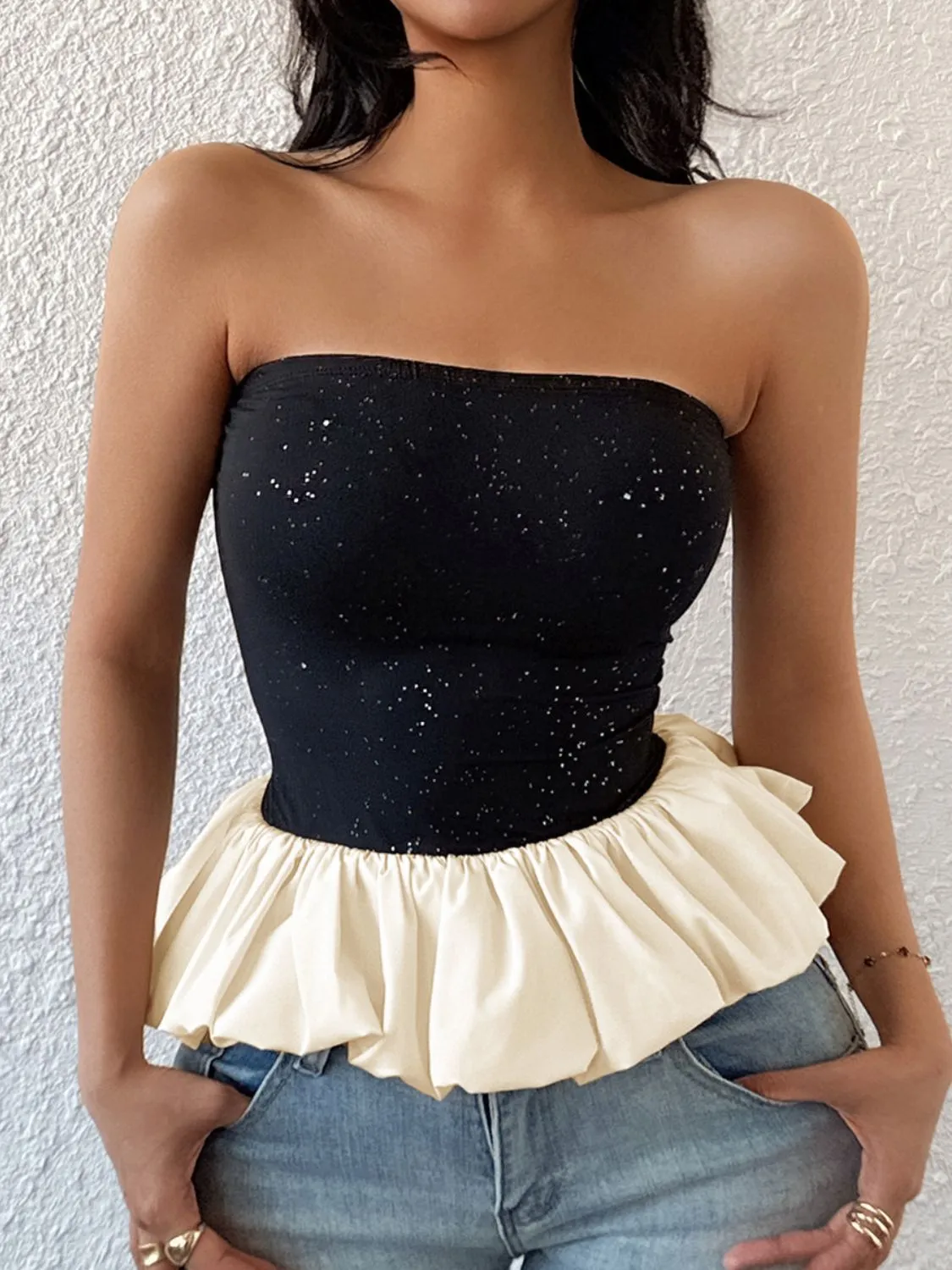 Ruffled Bubble Hem Tube Top - Image 4