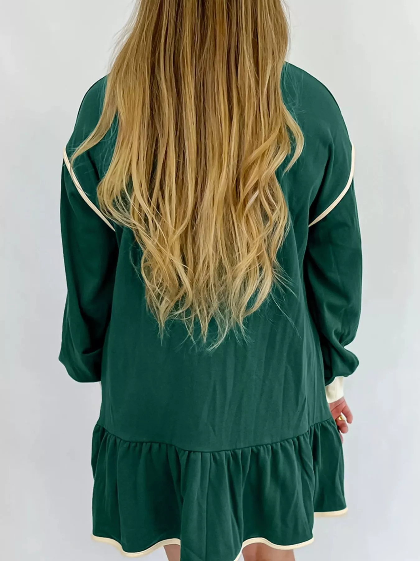 Ruffled Hem Dropped Shoulder Mini Dress - Image 2