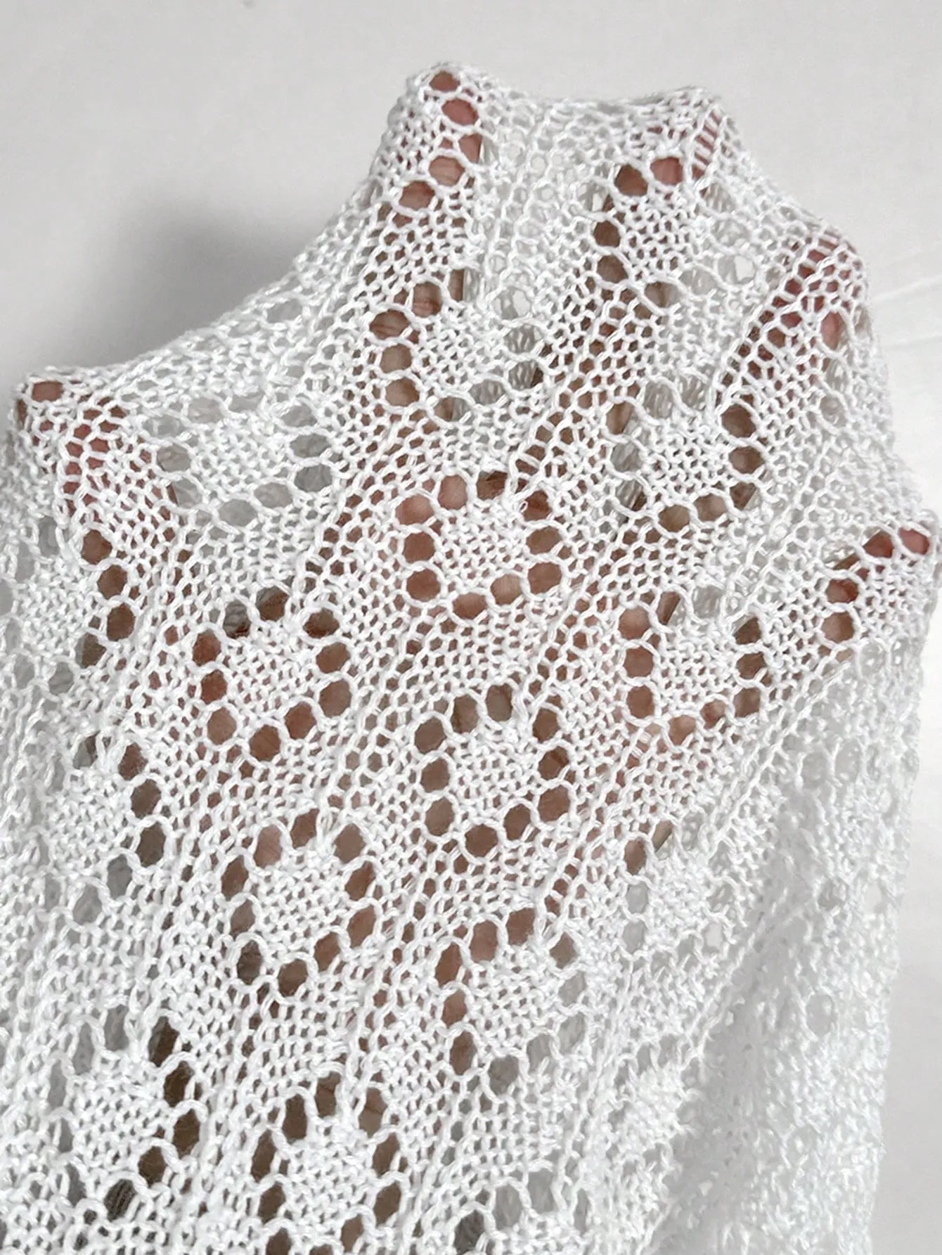 Ruffled Openwork Round Neck Knit Top - Image 7