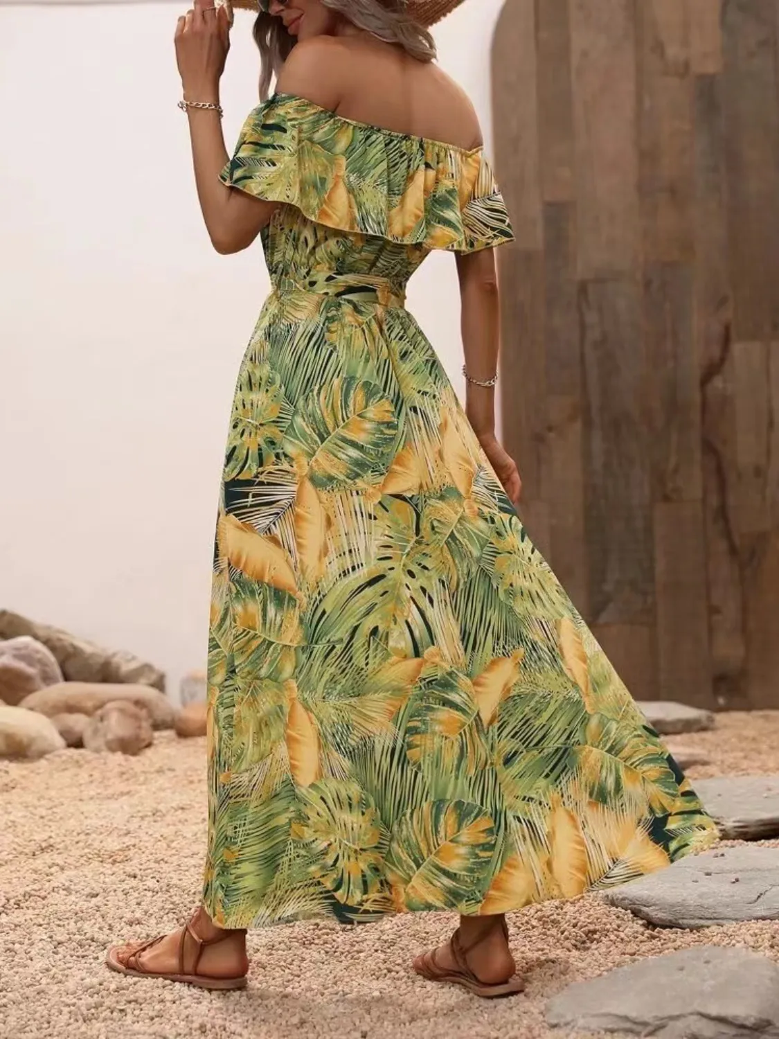 Ruffled Printed Off Shoulder Maxi Dress - Image 11