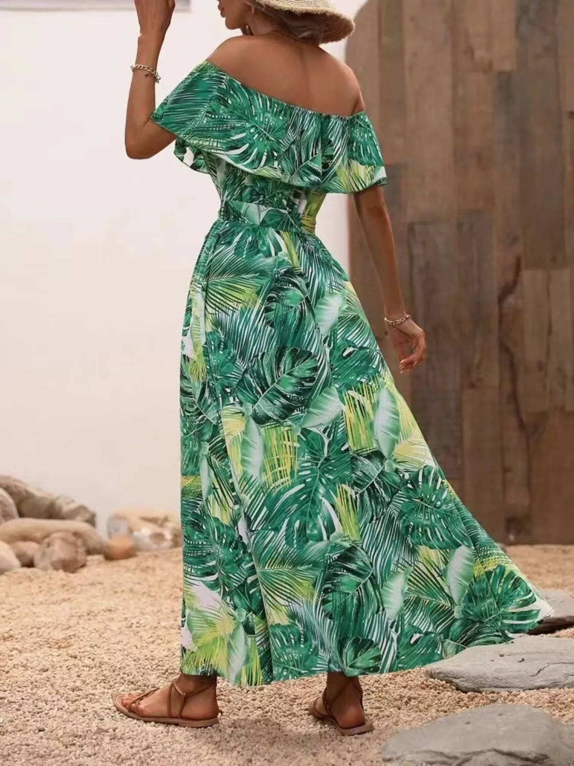 Ruffled Printed Off Shoulder Maxi Dress - Image 16