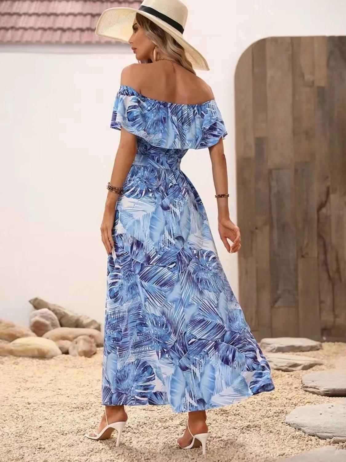 Ruffled Printed Off Shoulder Maxi Dress - Image 20