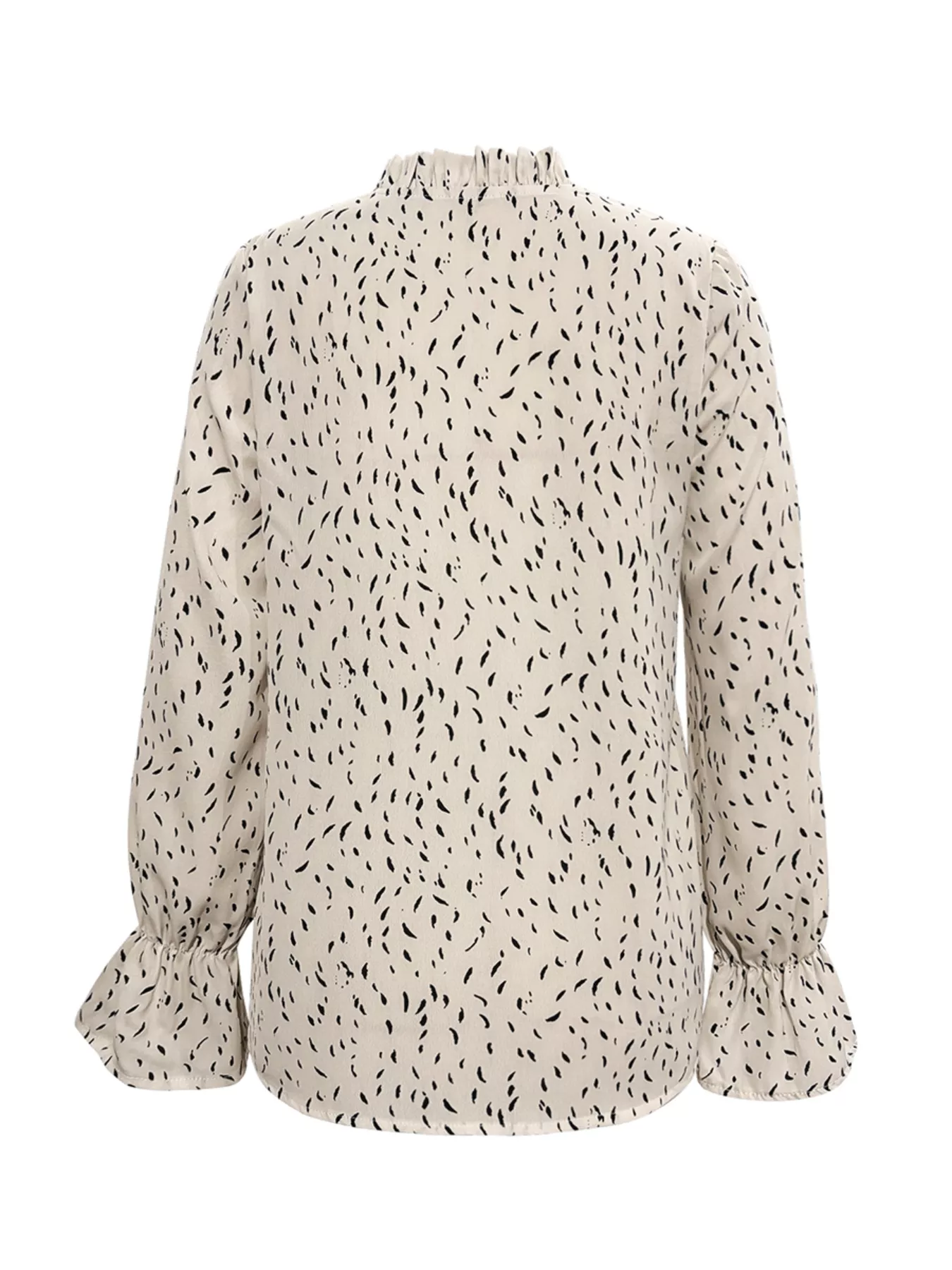 Ruffled Printed Tie Neck Long Sleeve Blouse - Image 15