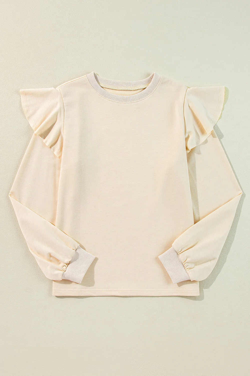 Ruffled Round Neck Long Sleeve Blouse - Image 3
