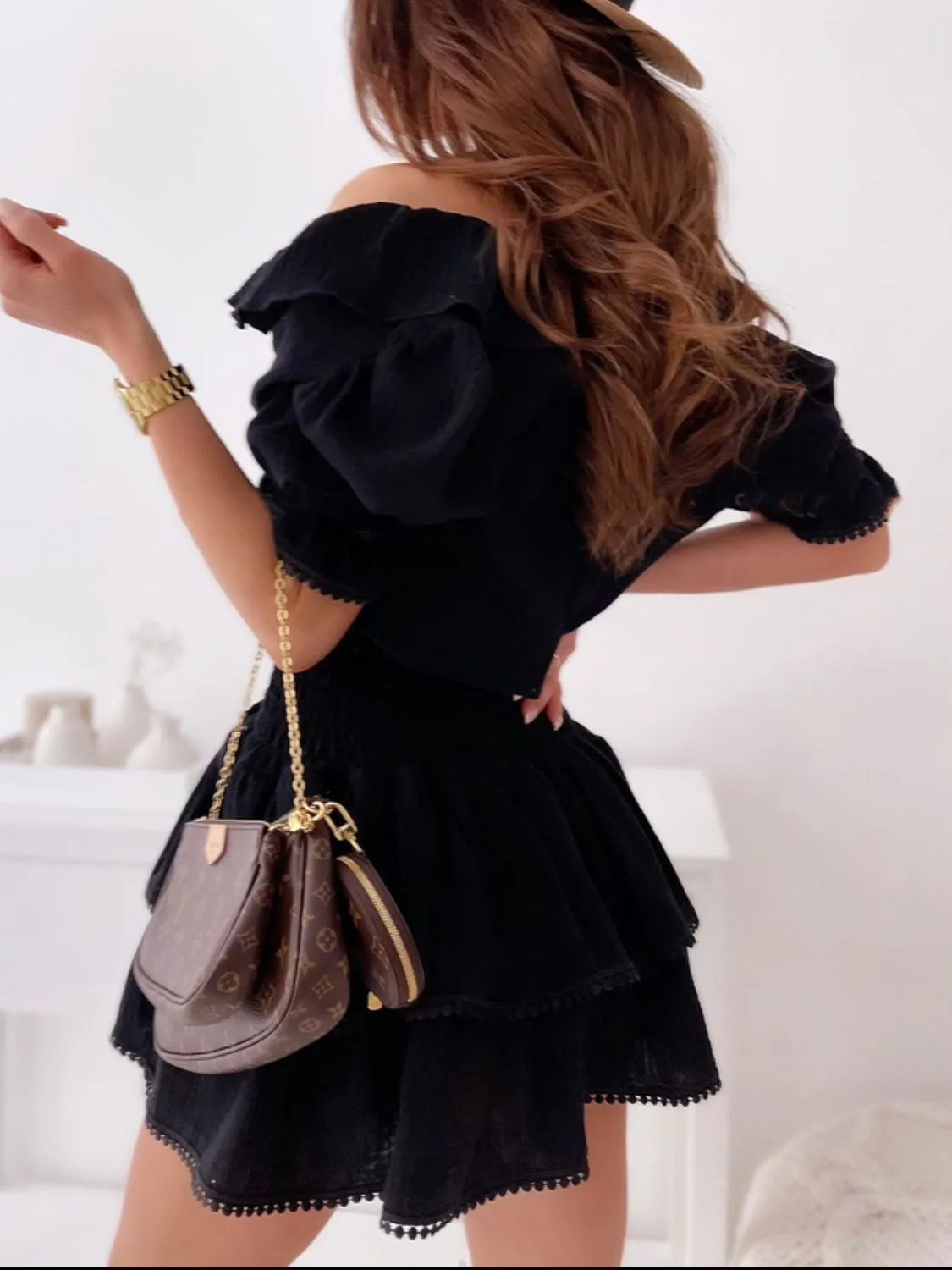 Ruffled Smocked Layered Mini Dress - Image 7