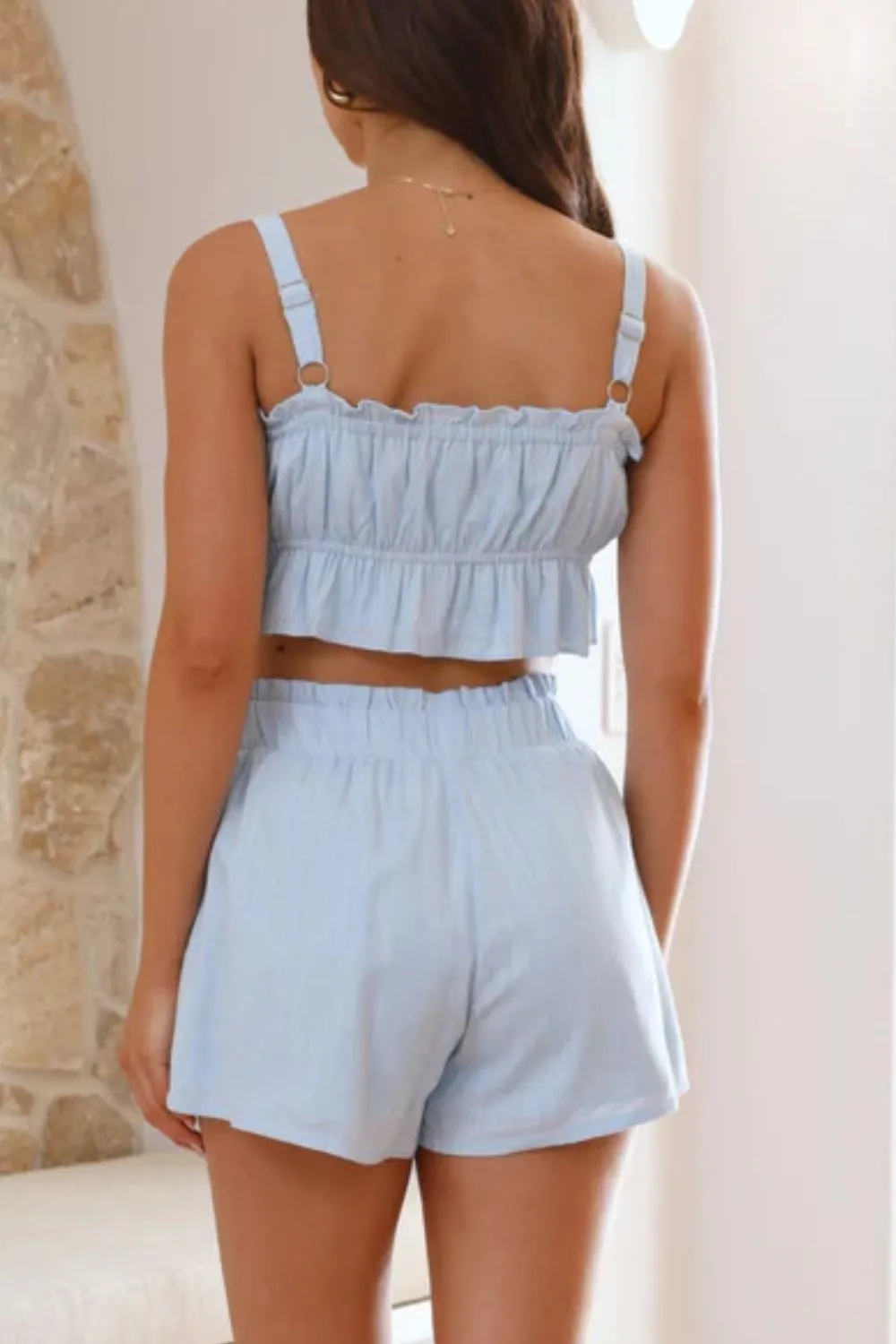 Ruffled Square Neck Cami and Shorts Set - Image 10