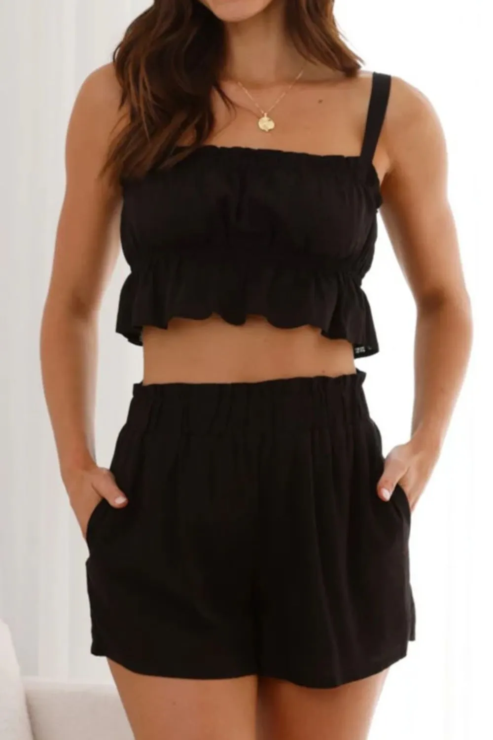Ruffled Square Neck Cami and Shorts Set - Image 12