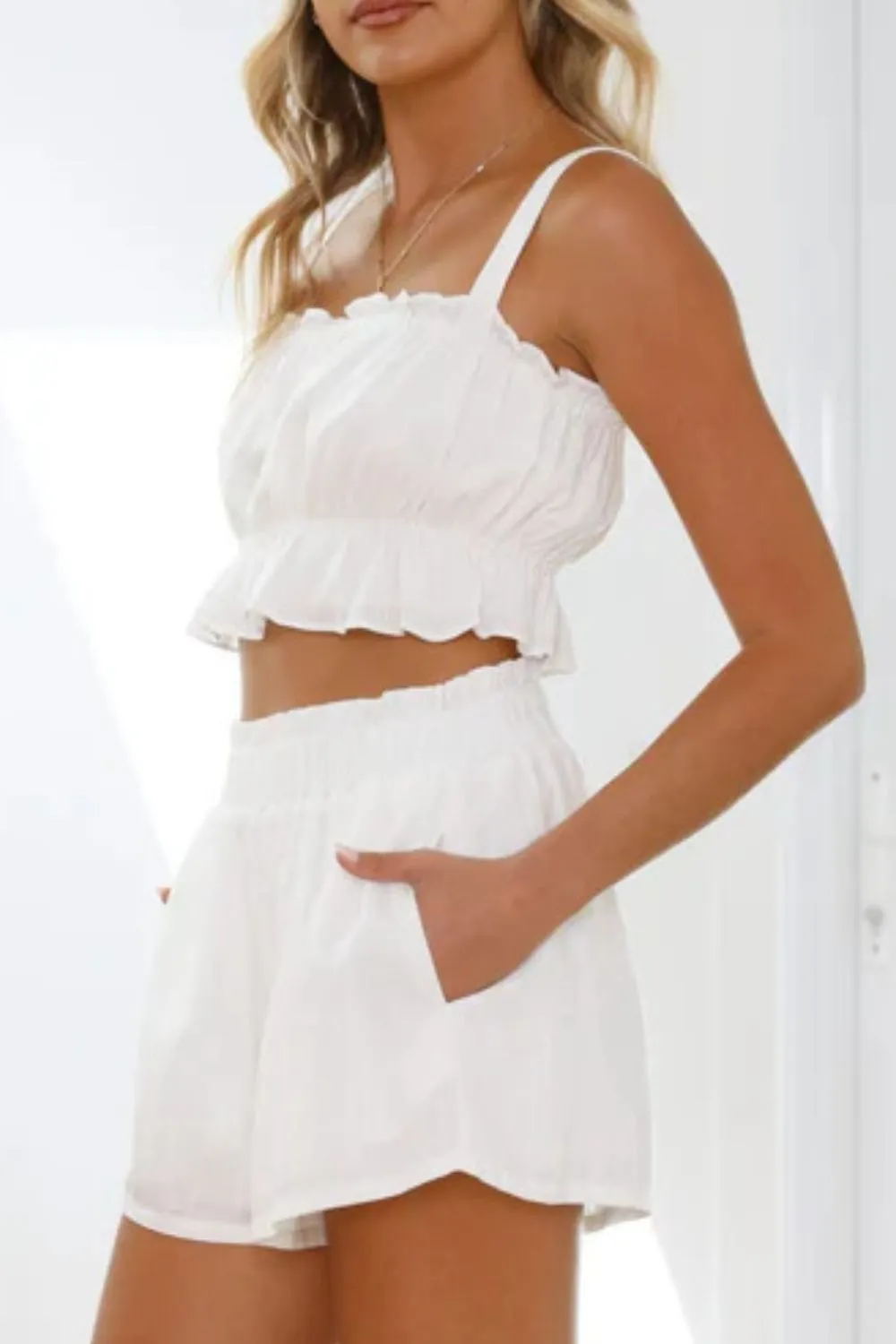Ruffled Square Neck Cami and Shorts Set - Image 23
