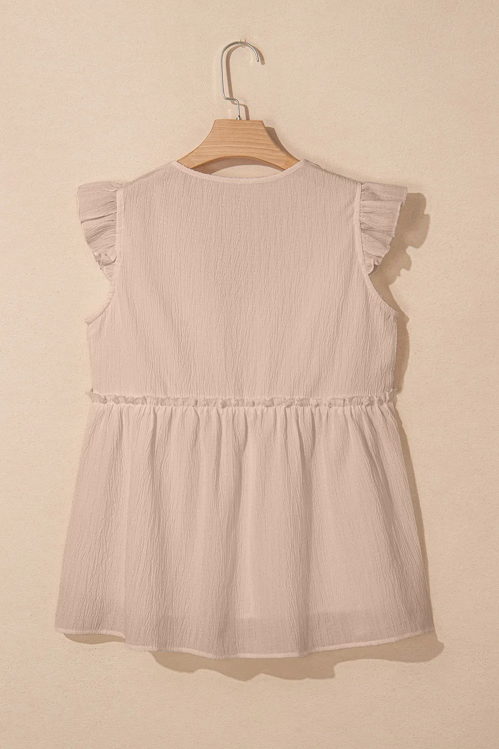 Ruffled Trim V Neck Flutter Flowy Top - Image 18