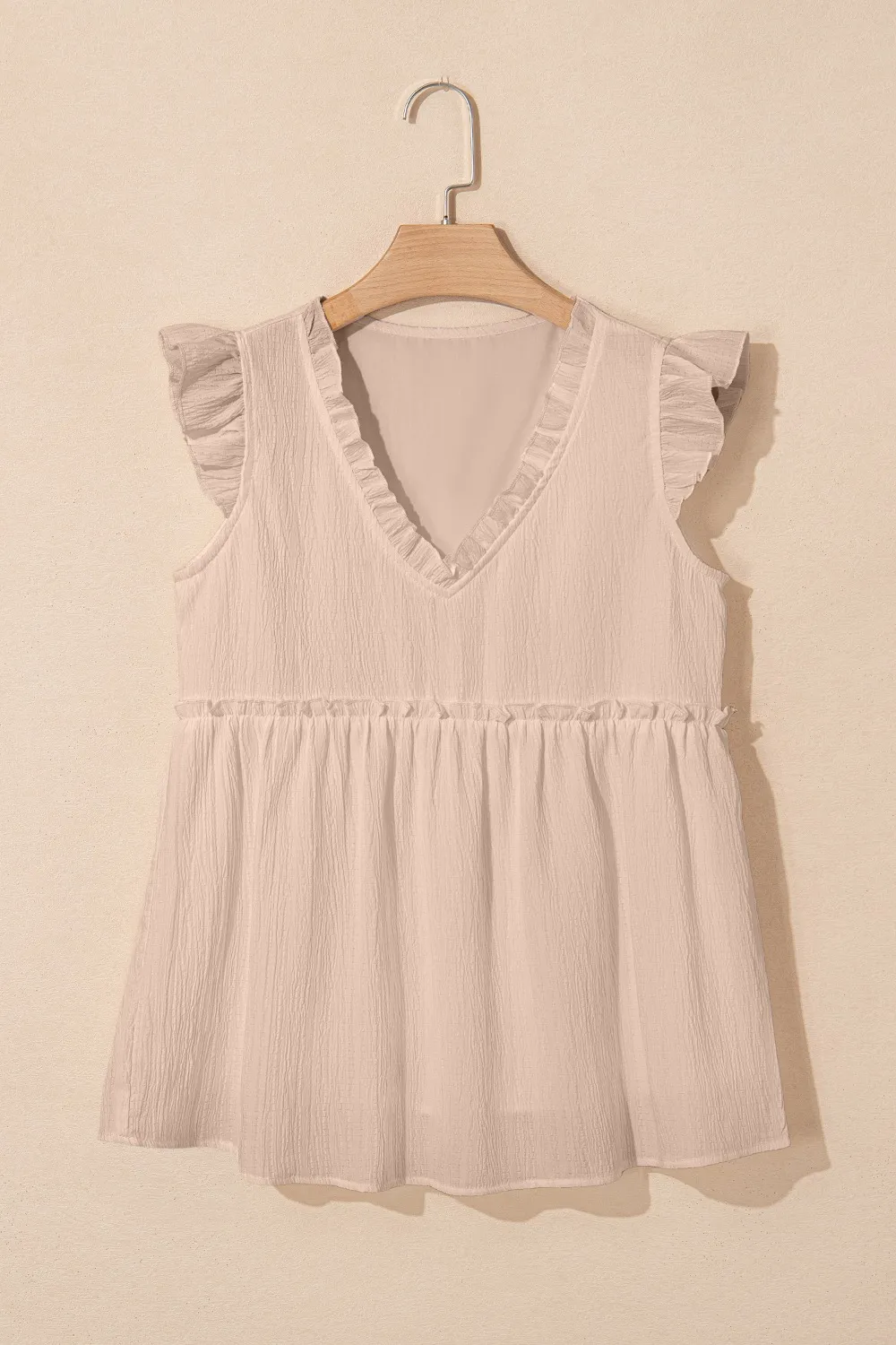 Ruffled Trim V Neck Flutter Flowy Top - Image 19