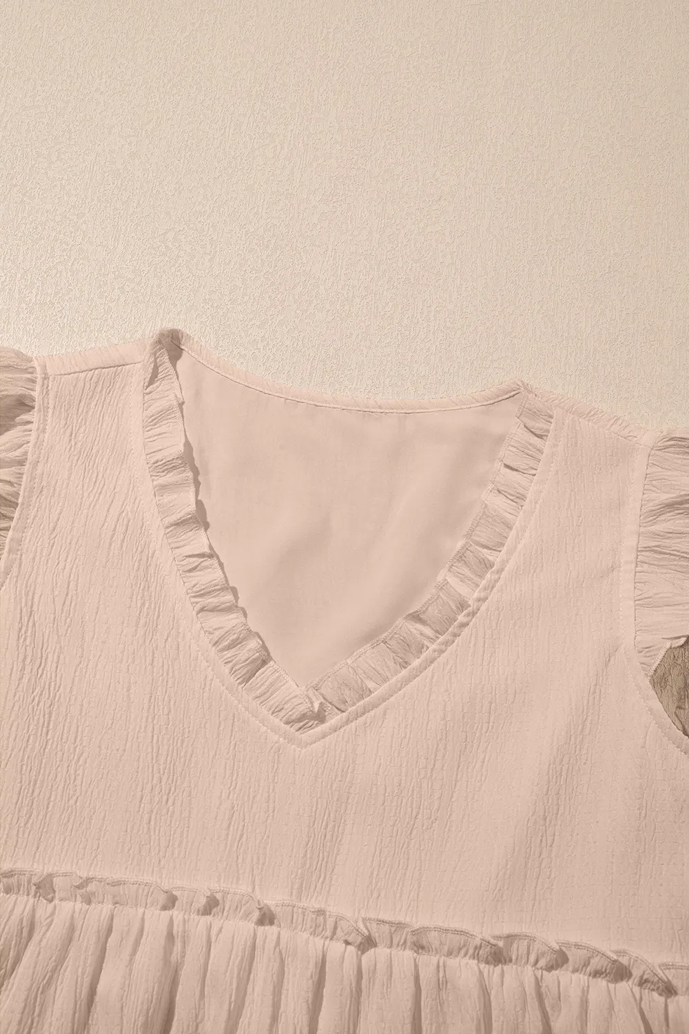 Ruffled Trim V Neck Flutter Flowy Top - Image 20
