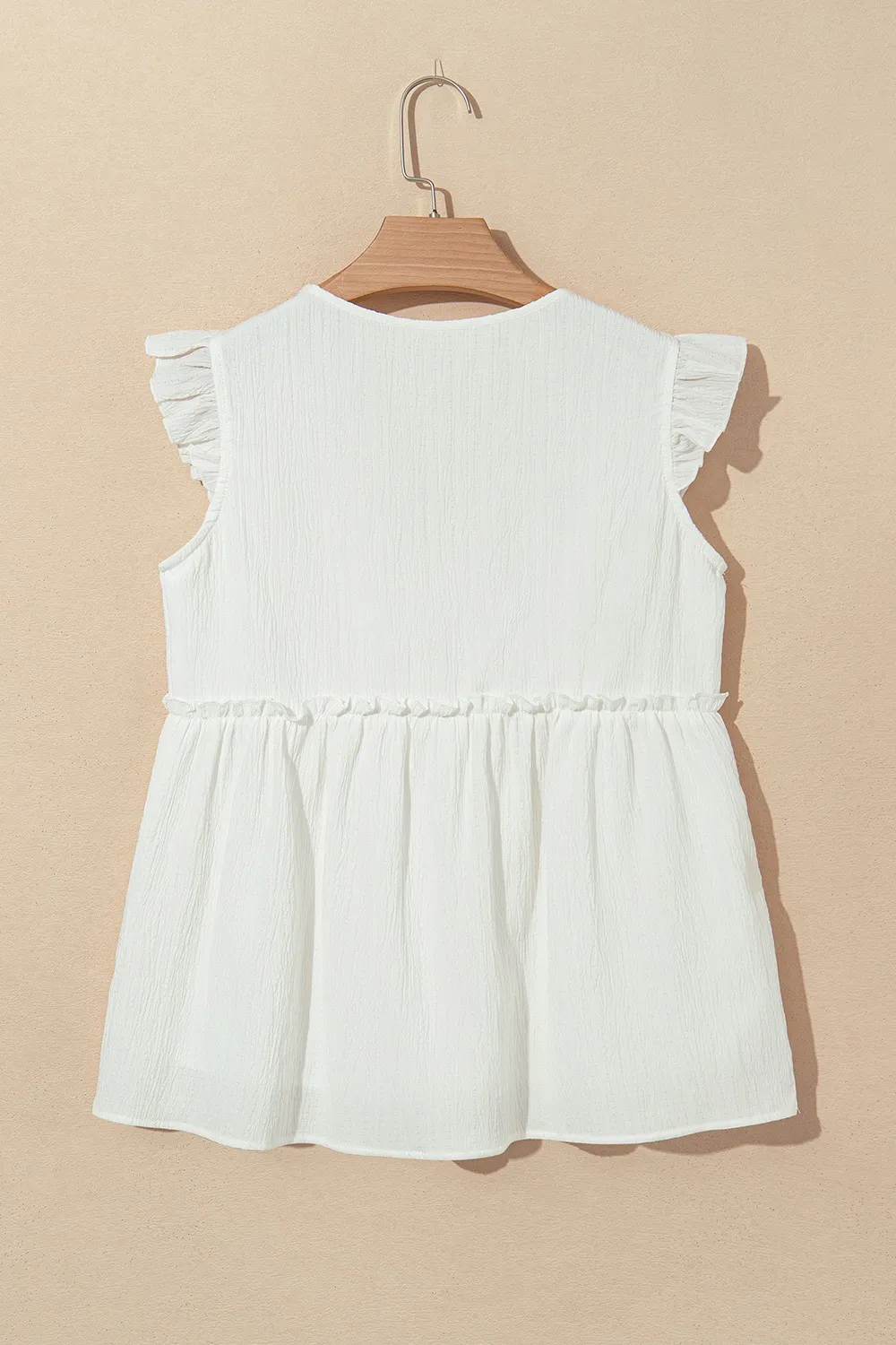 Ruffled Trim V Neck Flutter Flowy Top - Image 4
