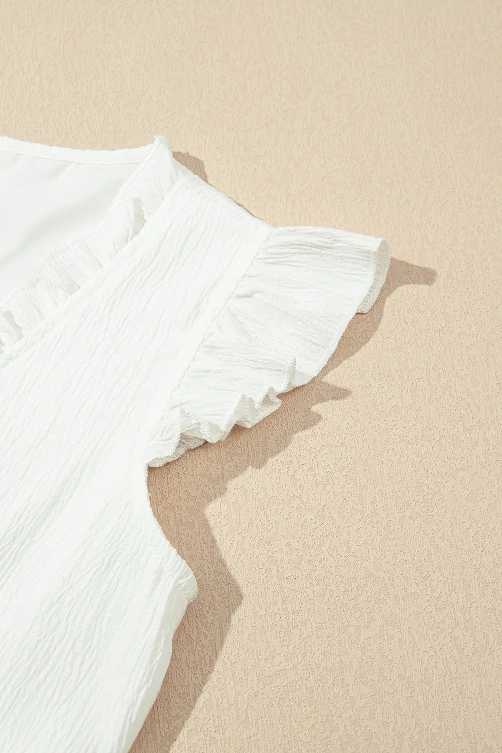 Ruffled Trim V Neck Flutter Flowy Top - Image 6