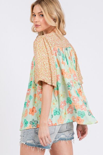 Button Down Bubble Sleeves Shirt - Image 2