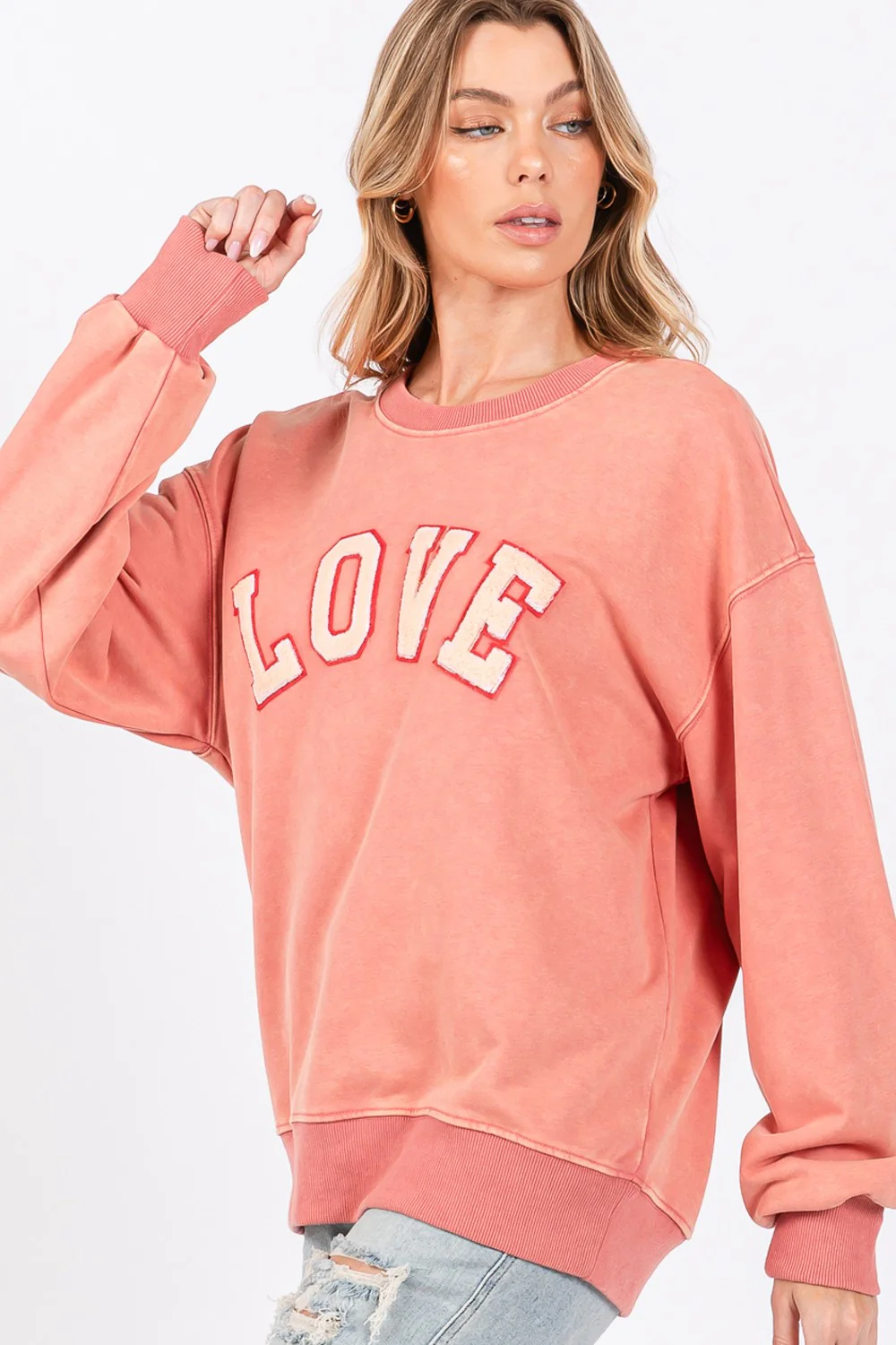 SAGE + FIG LOVE Path Applique Drop Shoulder Sweatshirt - Image 3