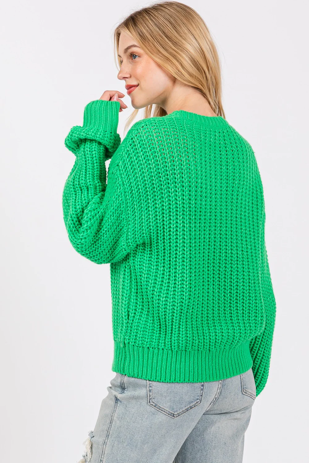 SAGE + FIG Round Neck Drop Shoulder Sweater - Image 2