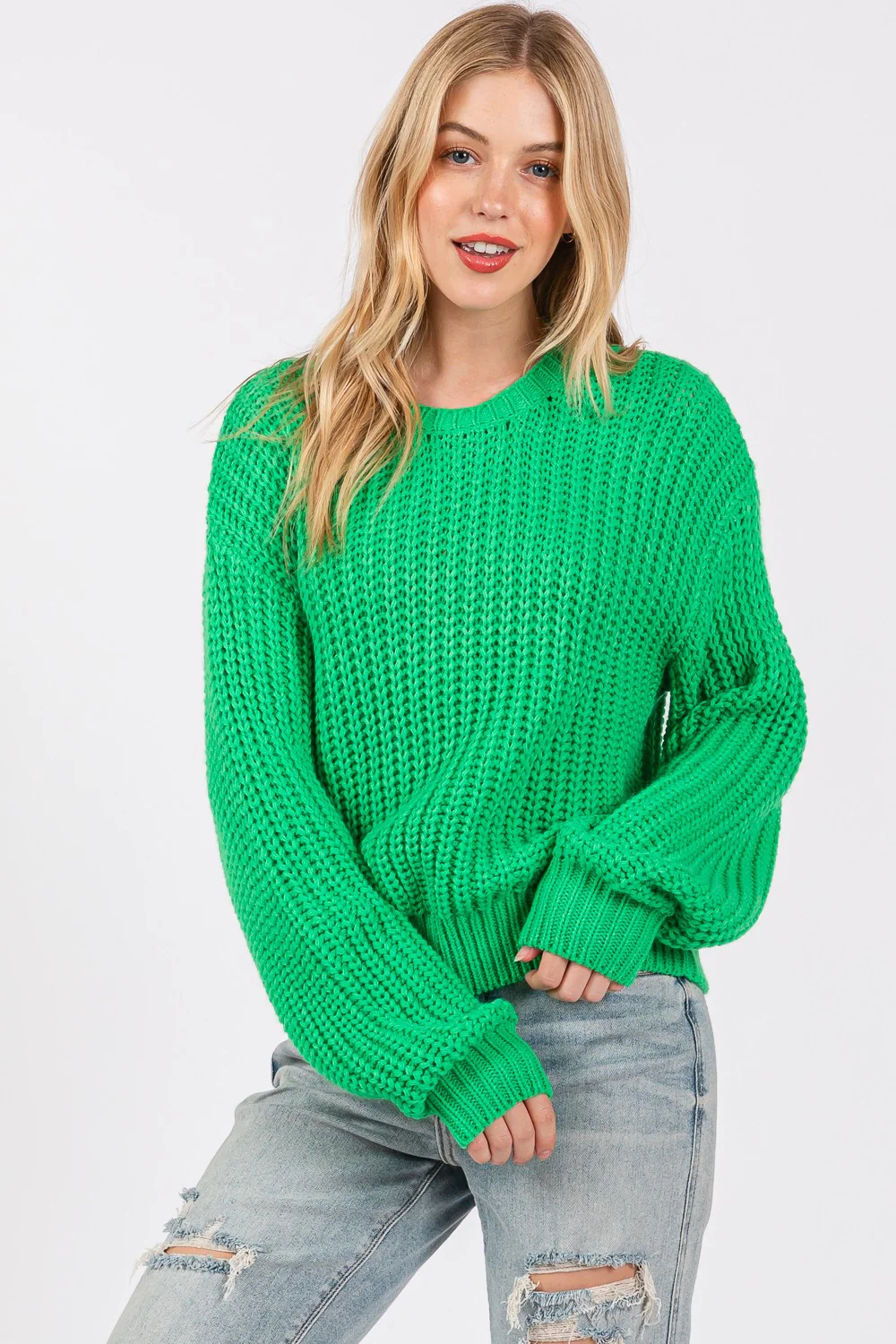 SAGE + FIG Round Neck Drop Shoulder Sweater - Image 3