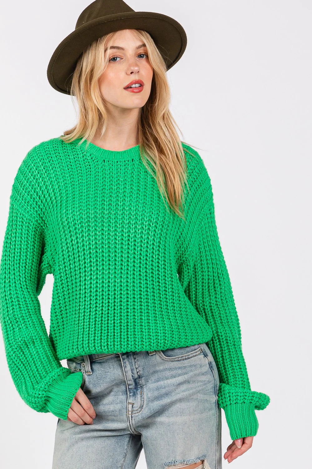 SAGE + FIG Round Neck Drop Shoulder Sweater - Image 4