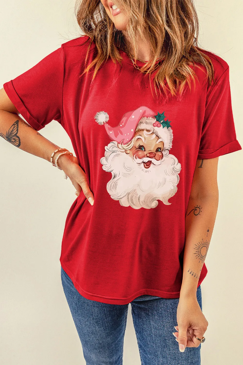 Santa Round Neck Short Sleeve T-Shirt - Image 3