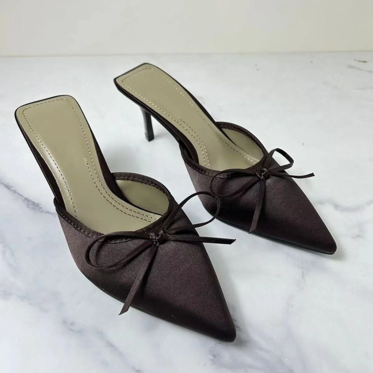 Satin Pointed Toe Pumps - Image 2