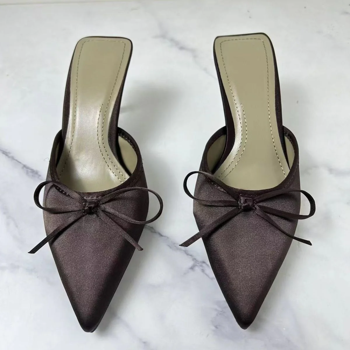 Satin Pointed Toe Pumps - Image 3