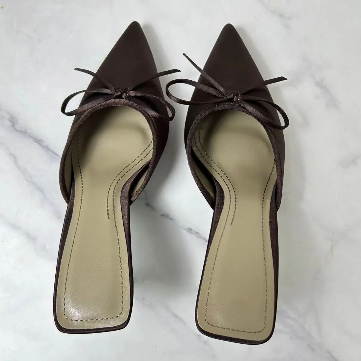 Satin Pointed Toe Pumps - Image 4
