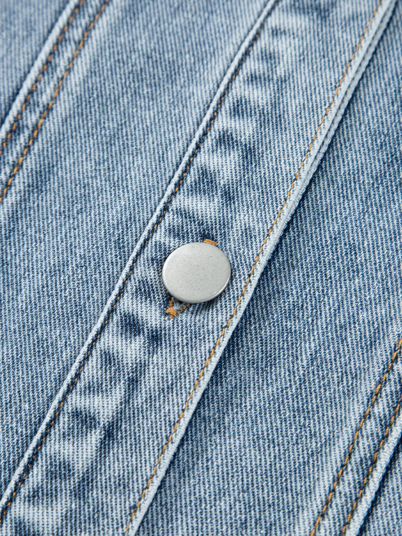 Scallop Trim Collar Patched Pocket Button Up Denim Jacket - Image 10