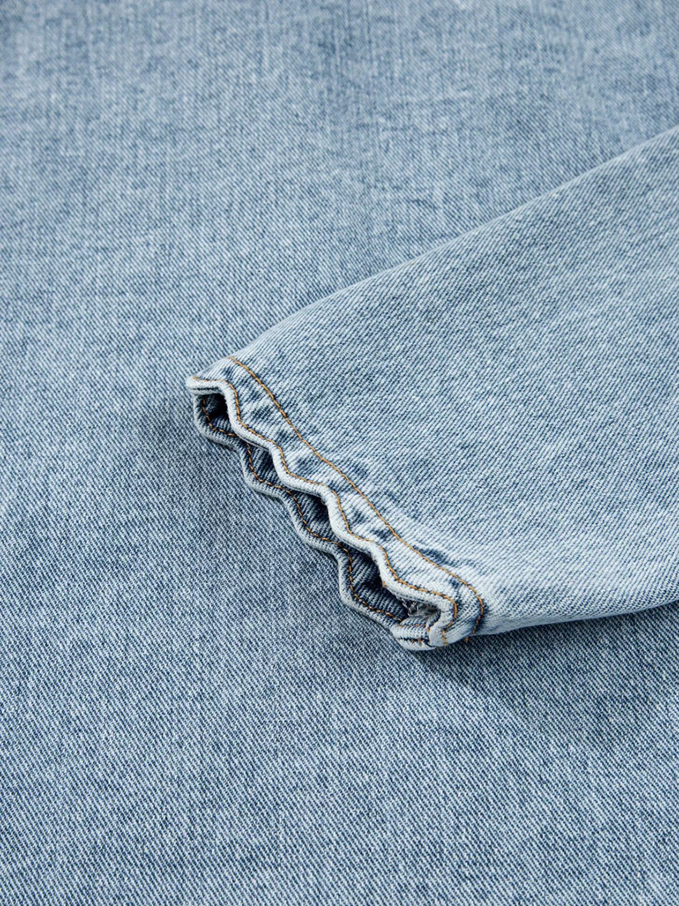 Scallop Trim Collar Patched Pocket Button Up Denim Jacket - Image 12