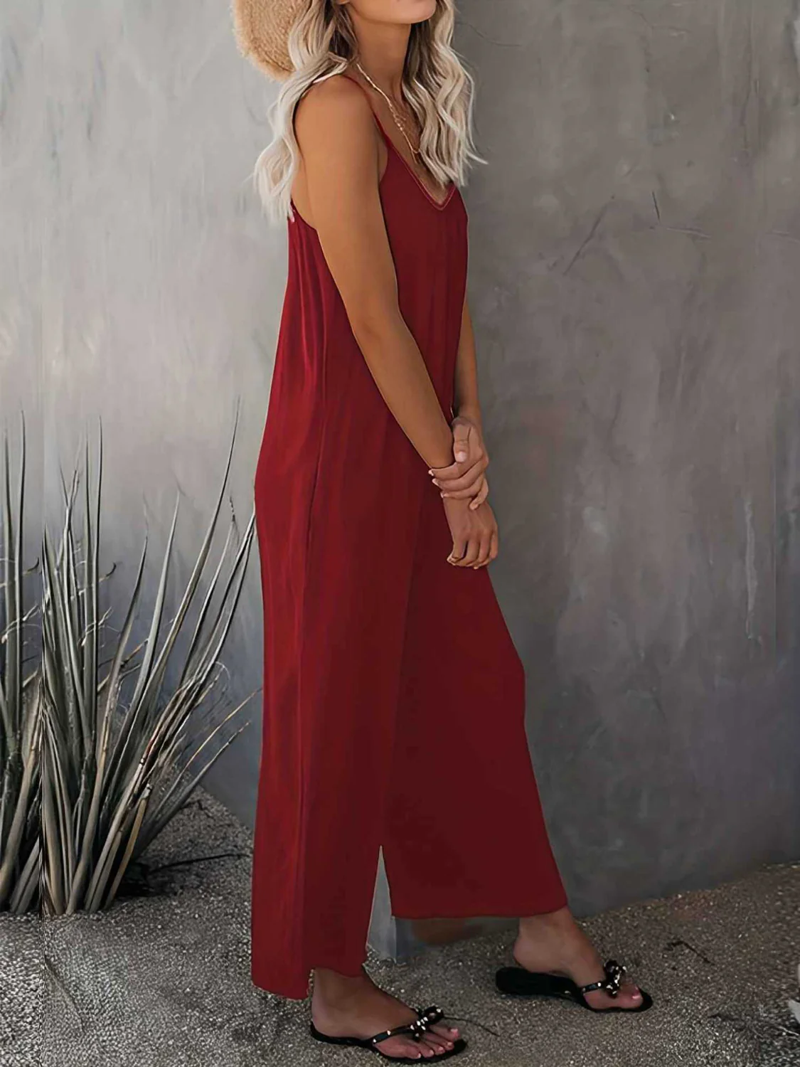 Scoop Neck Spaghetti Strap Jumpsuit - Image 4