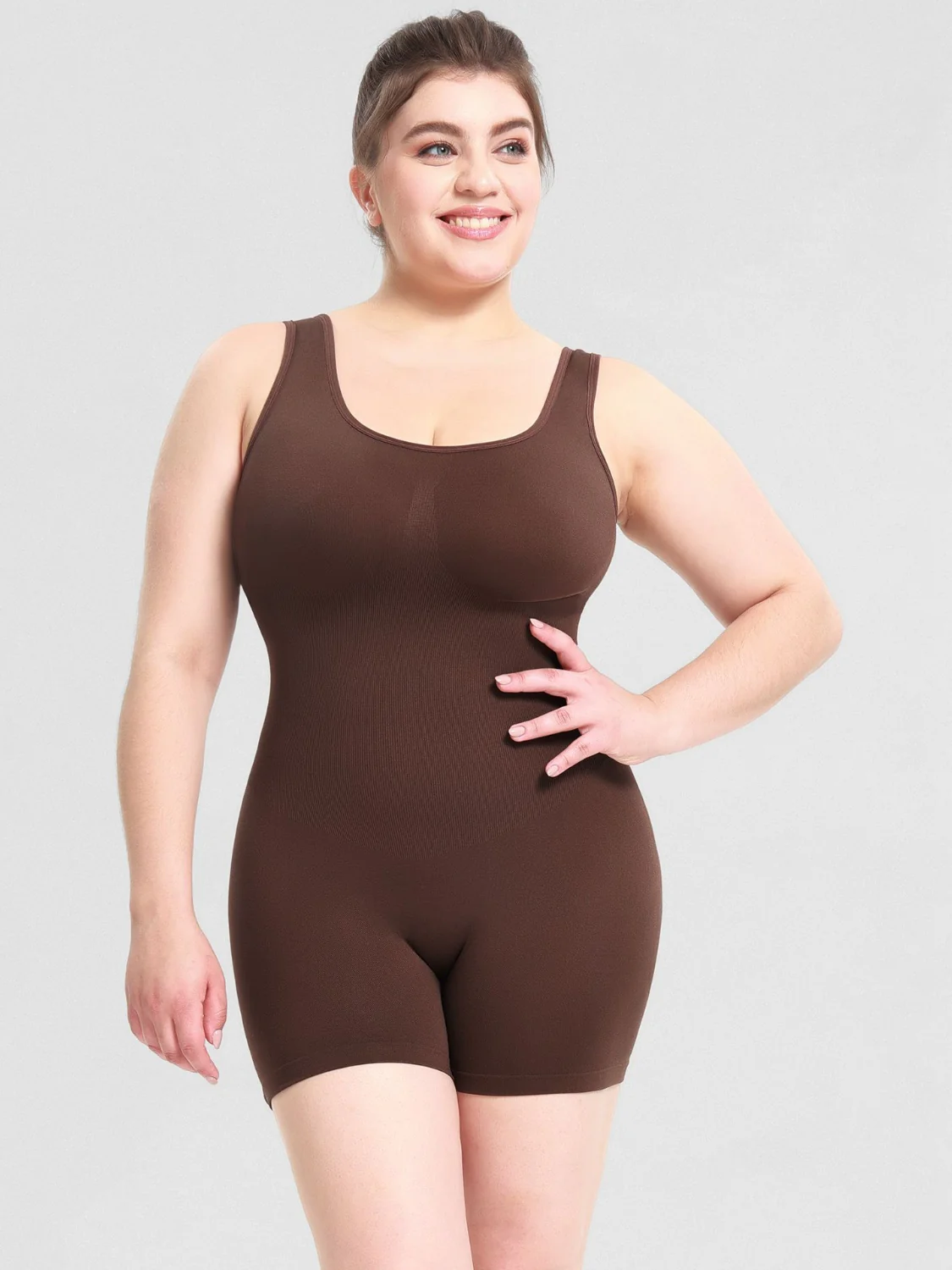 Scoop Neck Wide Strap Shaping Romper - Image 14