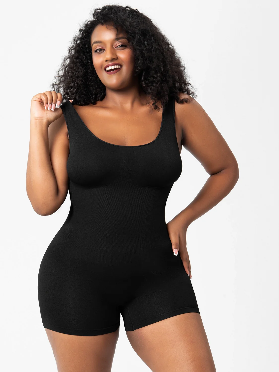 Scoop Neck Wide Strap Shaping Romper - Image 4