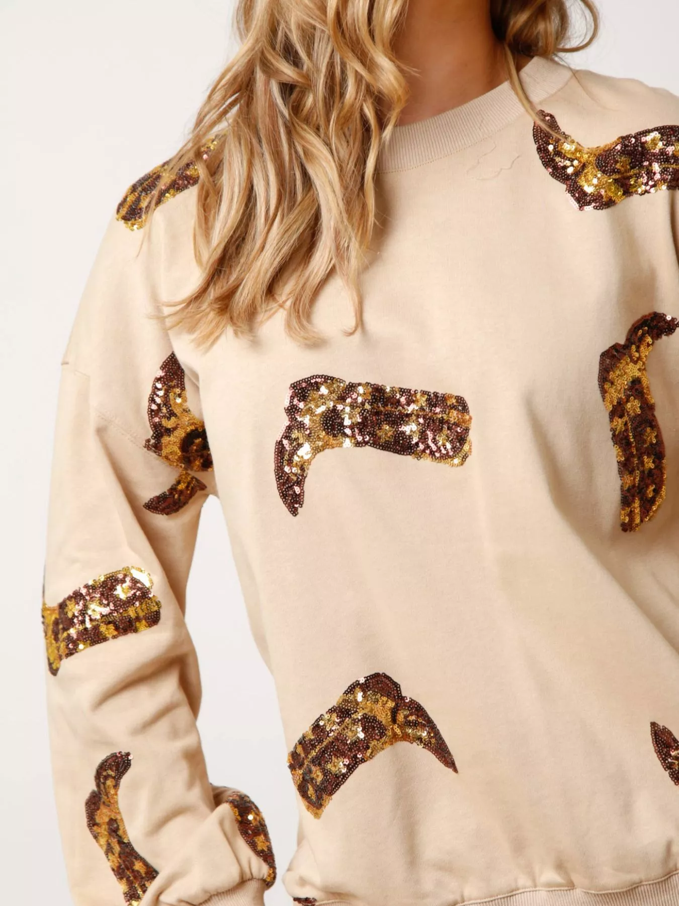 Sequin Boot Crewneck Sweatshirt - Image 12