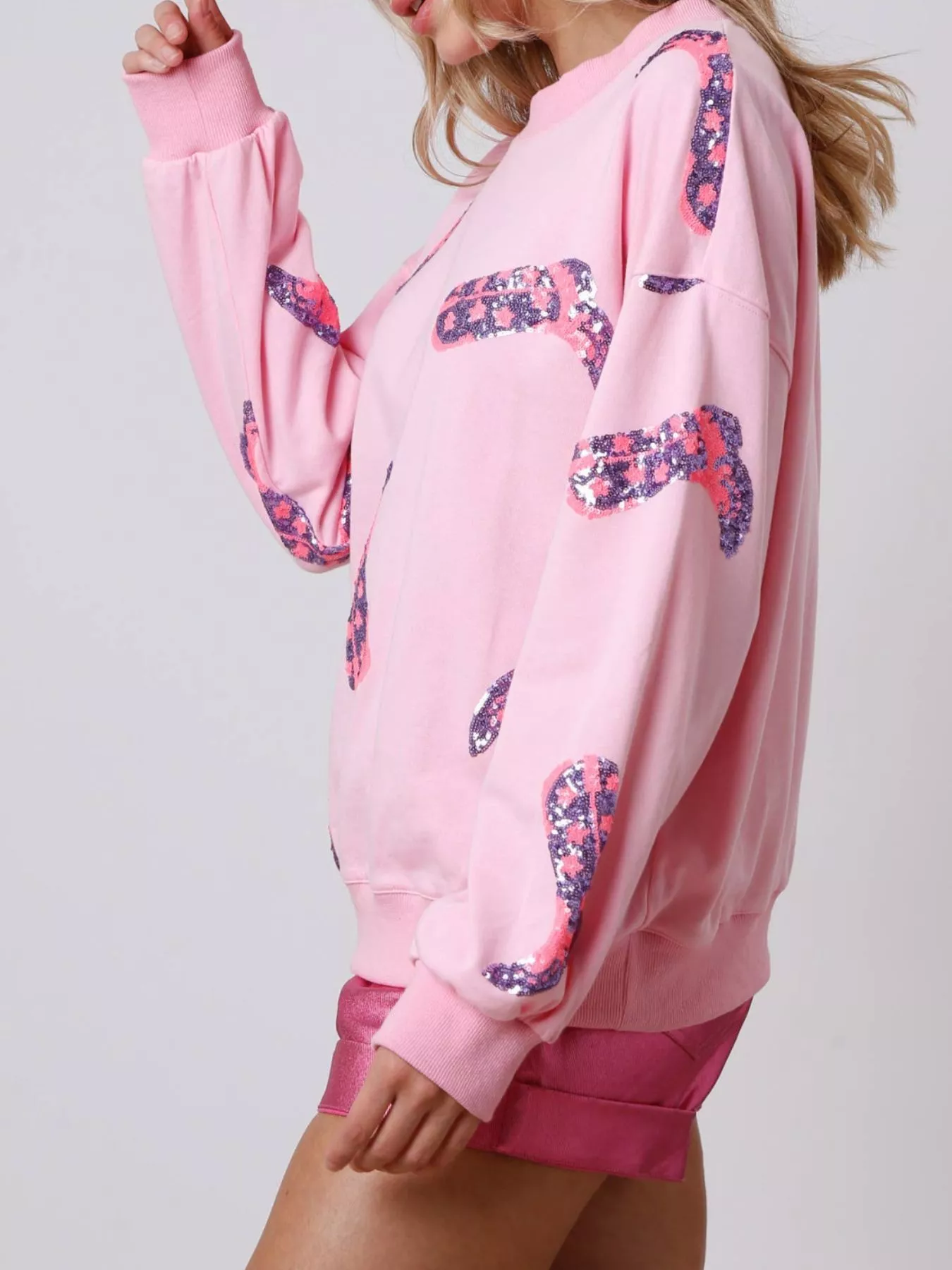 Sequin Boot Crewneck Sweatshirt - Image 5