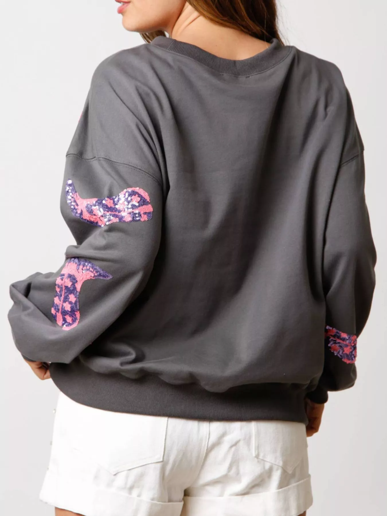 Sequin Boot Crewneck Sweatshirt - Image 9