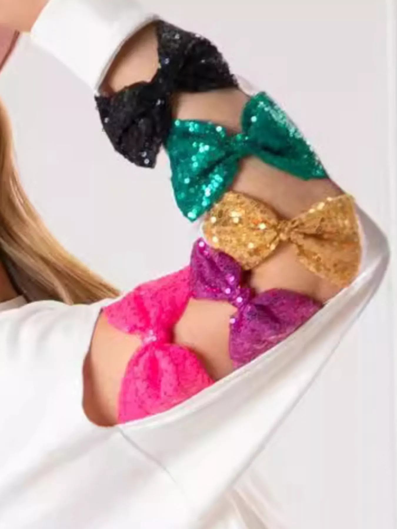 Sequin Bow Cutout Round Neck Sweatshirt - Image 6