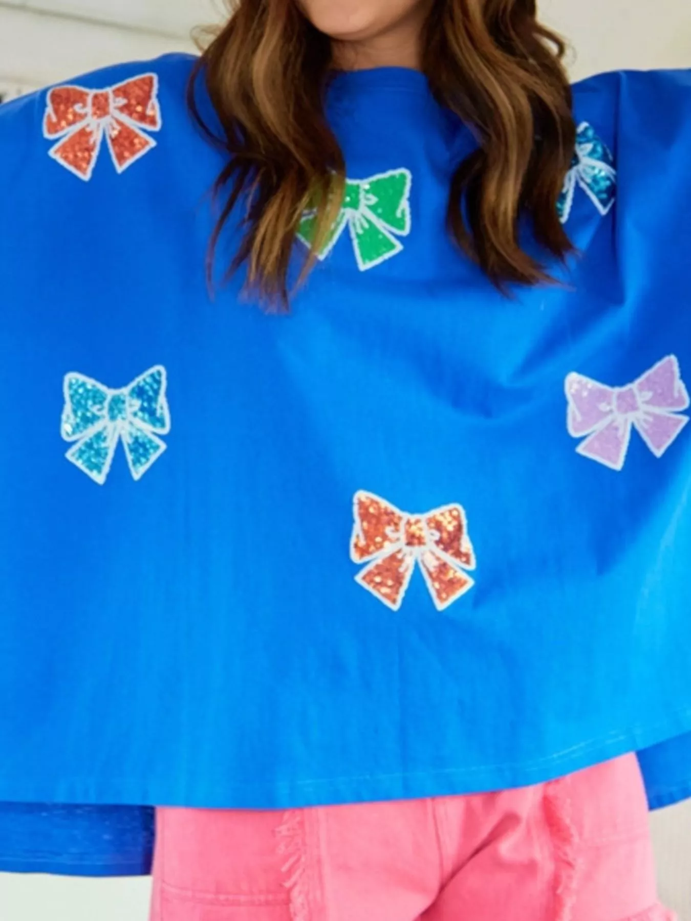 Sequin Bow Round Neck T-Shirt - Image 3