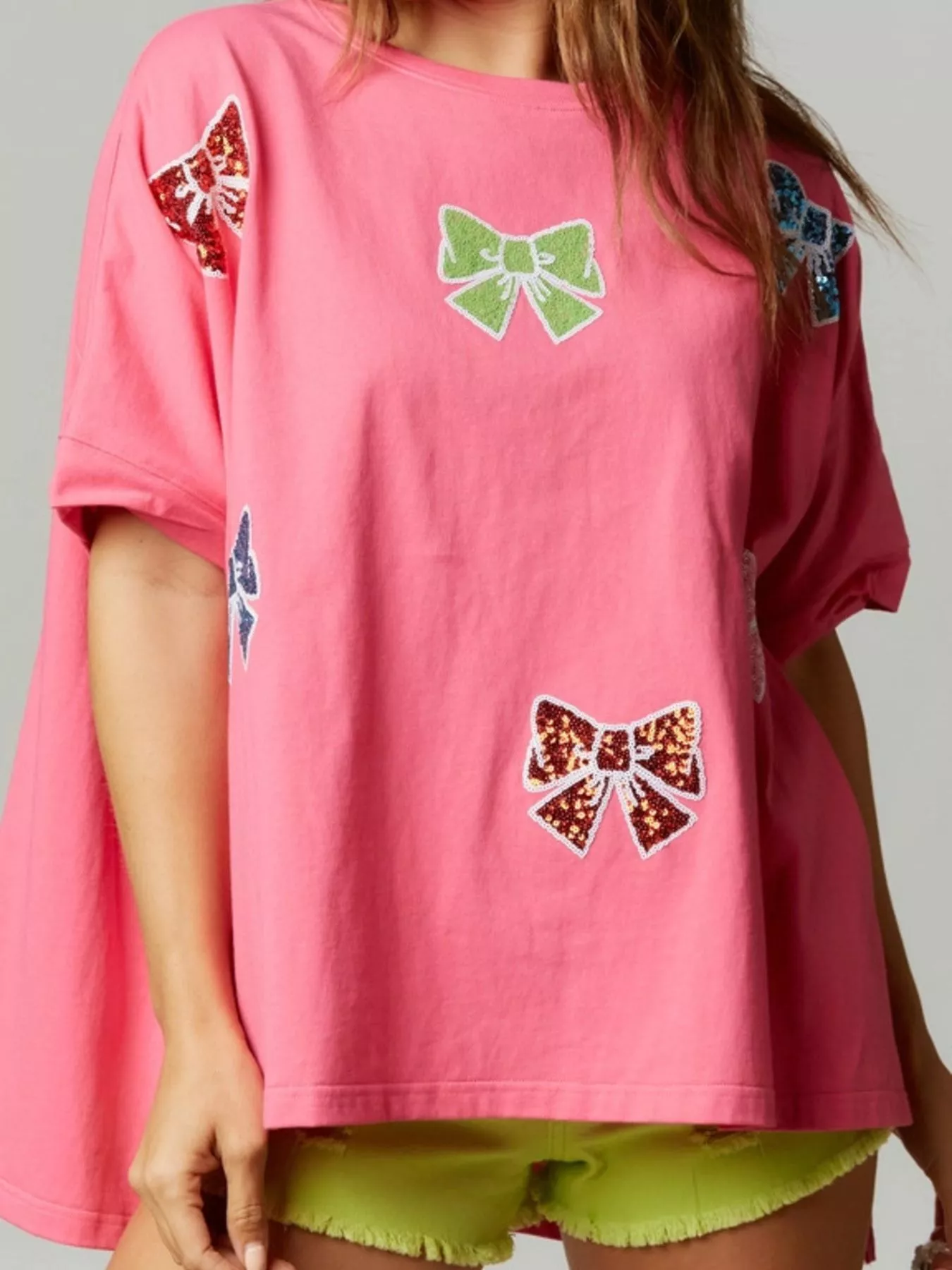 Sequin Bow Round Neck T-Shirt - Image 4