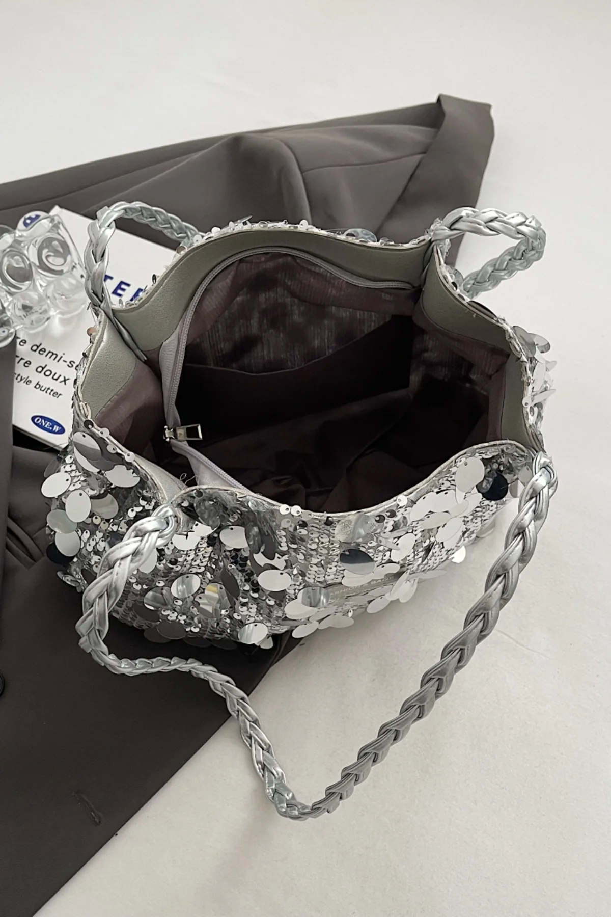 Sequin Braided Strap Shoulder Bag - Image 10