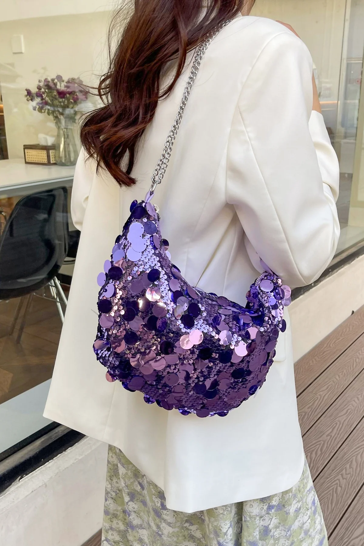 Sequin Chain Crossbody Bag - Image 13