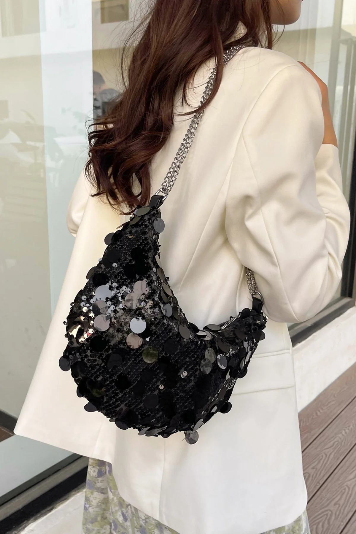 Sequin Chain Crossbody Bag - Image 2