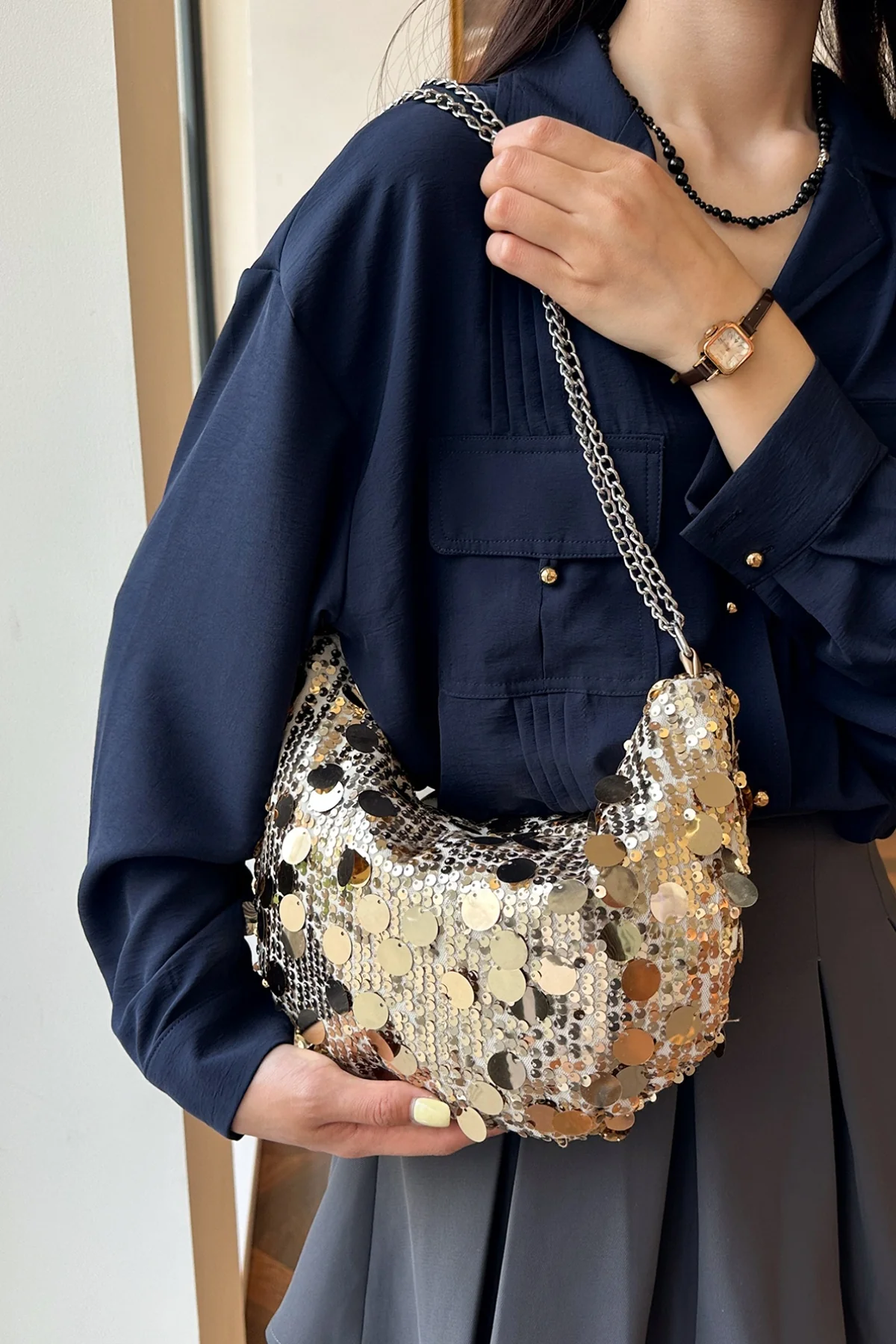 Sequin Chain Crossbody Bag - Image 21